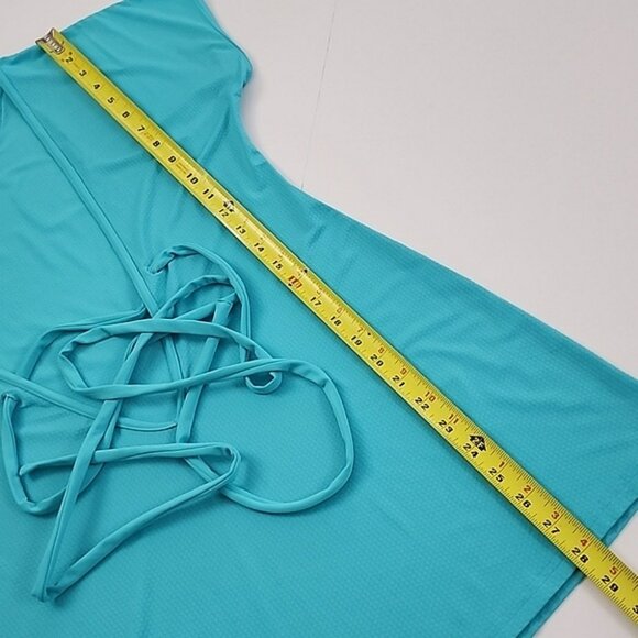 Lululemon Women's Dance Chill Wrap Short Sleeves Top Aqua Convertible Size 8 - Picture 9 of 10